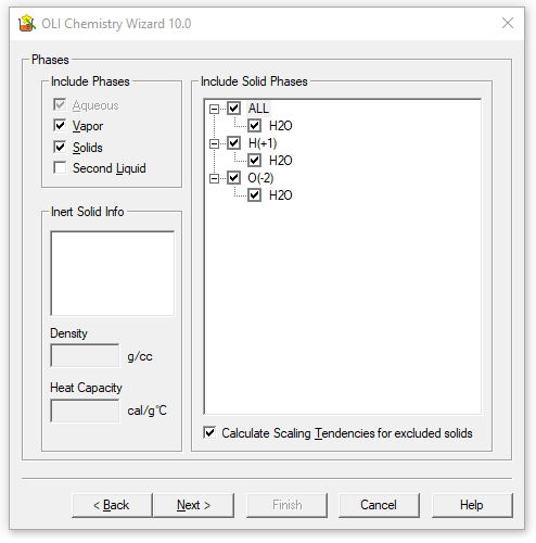 Users can choose the phases to be enabled and the solid phases that are allowed to precipitate